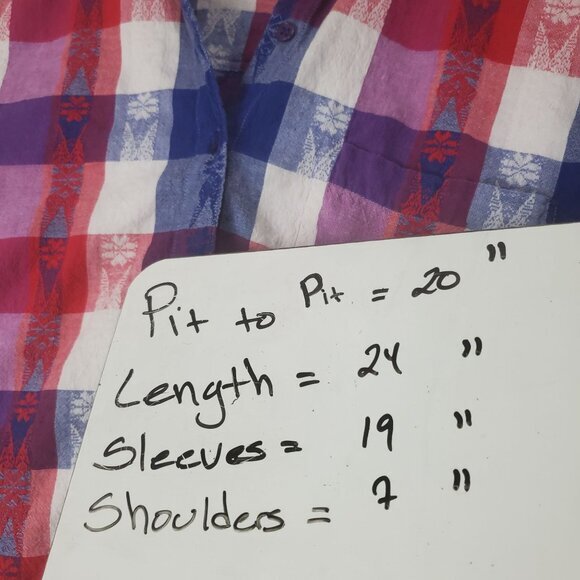 VNTG JEANS WEAR Womens Button Up Plaid 90's Y2K Red Blue 100% Cotton Medium - Picture 4 of 8